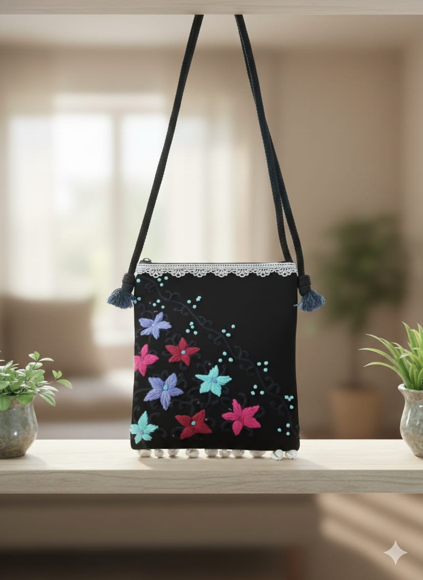 বাঙালিয়ান - ট্রেডিশনাল হাতের কাজের মোবাইল ব্যাগ। - Image 7